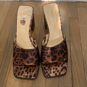 Jessica Simpson Brown Leopard Print Mules